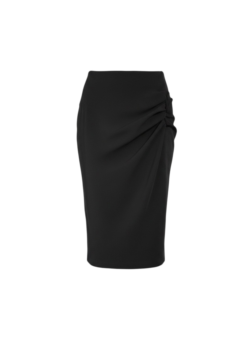 Zara Black Ruched Pencil Skirt Back Zipper
